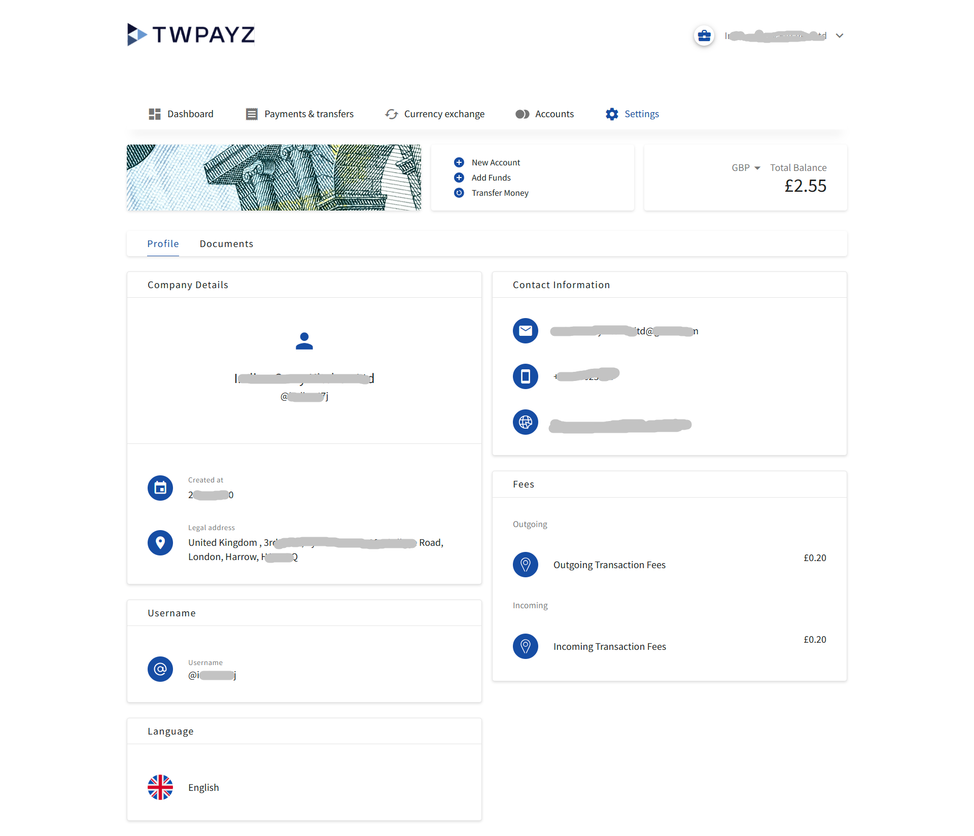 profile settings